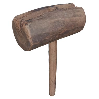 Arkaplanı şeffaf olan 3 boyutlu tahta çekiç