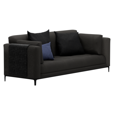 3D siyah kanepe şeffaf arka planlı ev dekorasyonu