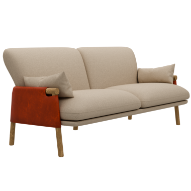 3D bej kanepe şeffaf arka planlı ev dekoru