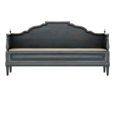 3D renkte mavi kanepe şeffaf arka planlı ev dekoru