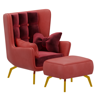 3D Pembe kanepe şeffaf arka planlı ev koltuğu dekorasyonu