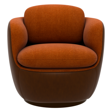 3D portakal rengi ve kahverengi koltuğu şeffaf arka planlı ev koltuğu dekorasyonu