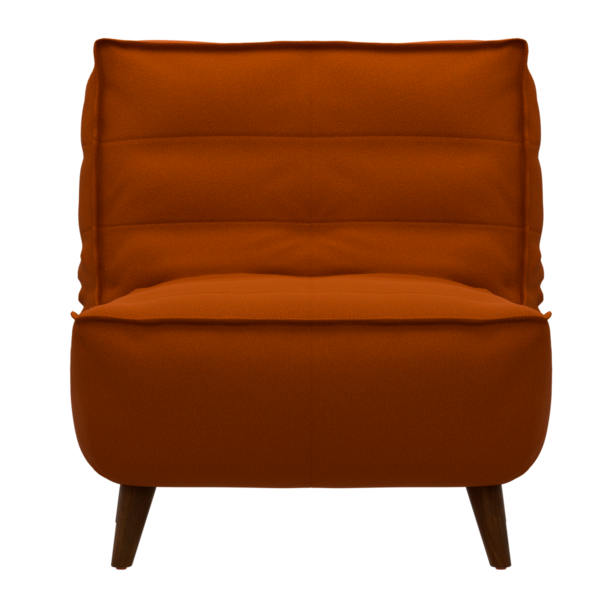 3D portakal rengi kanepe şeffaf arka planlı ev koltuğu dekorasyonu