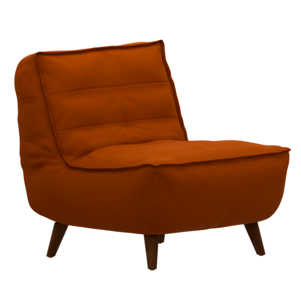 3D portakal rengi kanepe şeffaf arka planlı ev koltuğu dekorasyonu