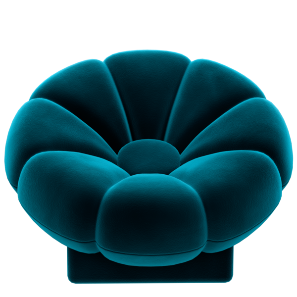 3d rendelenmiş mavi koltuk şeffaf arkaplan ev dekorasyonu