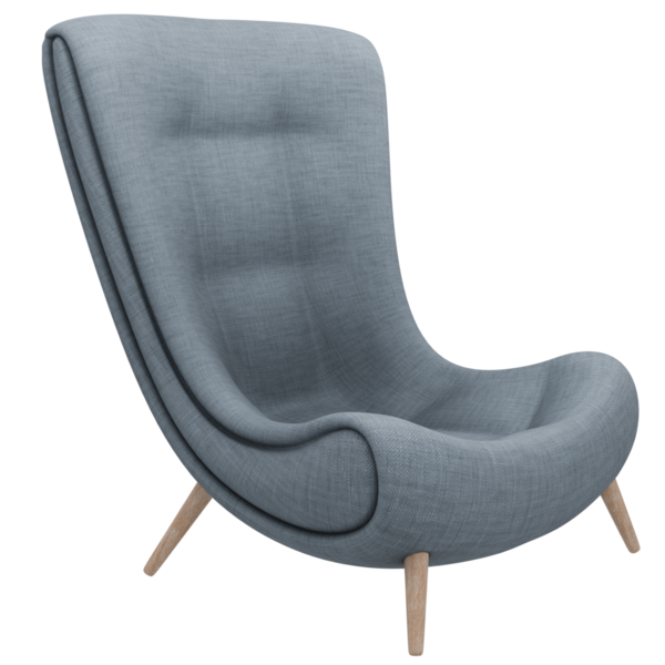 3d rendelenmiş mavi koltuk şeffaf arkaplan ev dekorasyonu