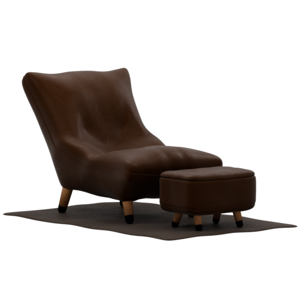 3D işlemeli kahverengi kanepe şeffaf arka planlı ev koltuğu dekorasyonu