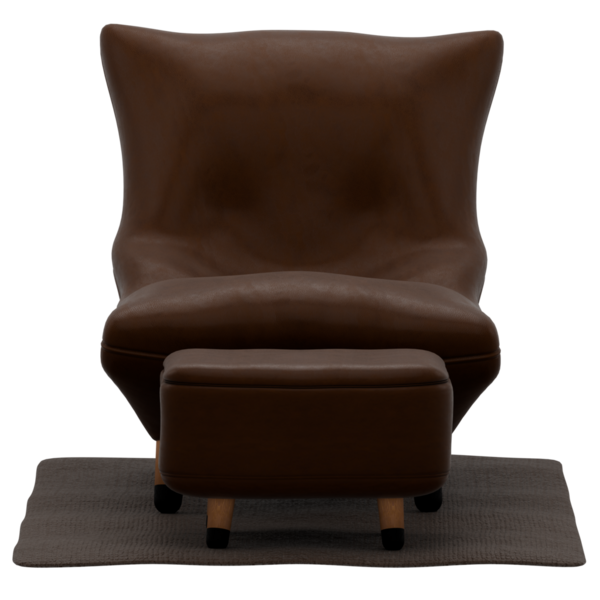 3D işlemeli kahverengi kanepe şeffaf arka planlı ev koltuğu dekorasyonu