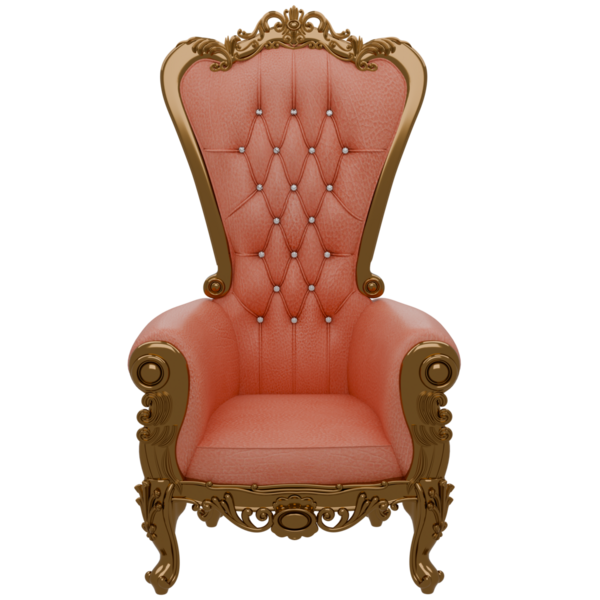 3D rengarenk, şeffaf arka planı olan, lüks koltuklu ev koltuğu dekorasyonu.