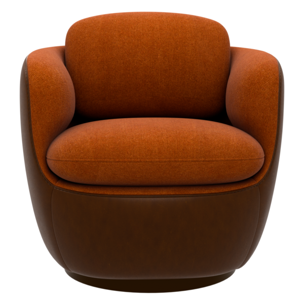 3D portakal rengi ve kahverengi koltuğu şeffaf arka planlı ev koltuğu dekorasyonu