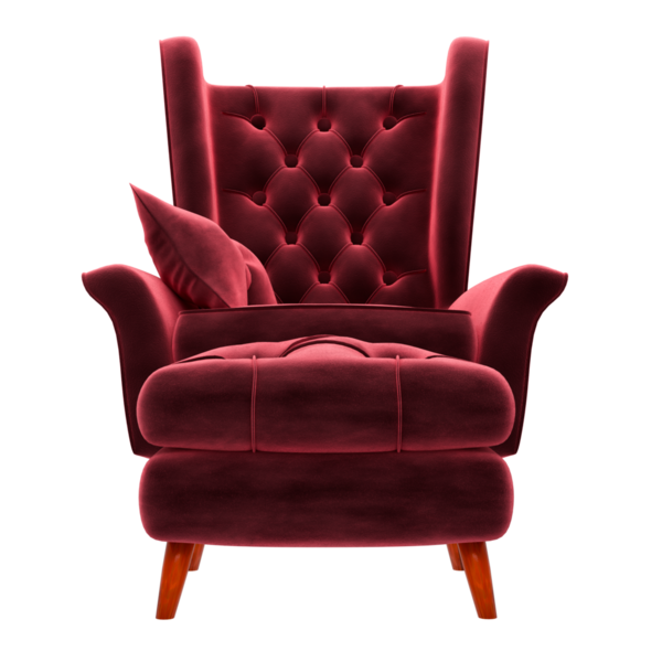 3D Pembe kanepe şeffaf arka planlı ev koltuğu dekorasyonu