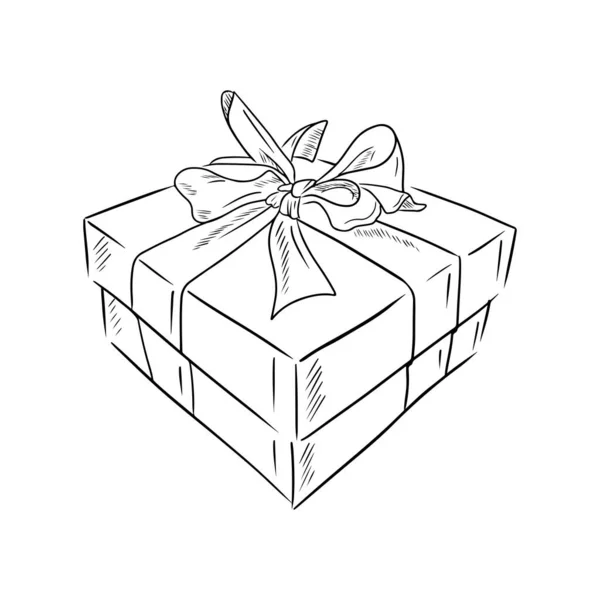 Coffret Cadeau Avec Ruban Arc Isolé Sur Fond Blanc Illustration — Image vectorielle