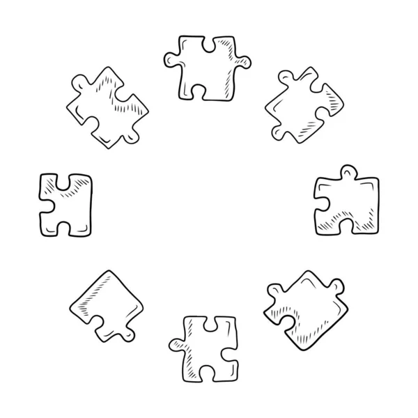 Cadre Rond Avec Espace Vide Pour Texte Pièces Puzzle Sur — Image vectorielle