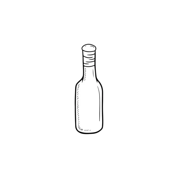 Стеклянная Бутылка Оливкового Масла Вина Уксуса Черном Изолированы Белом Фоне — стоковый вектор