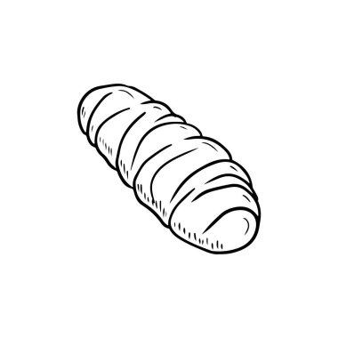 Lezzetli, gerçekçi, beyaz arka planda siyah renkte sağlıklı glütensiz ekmek. El çizimi vektör çizimi çizimi, karalama yapılmış vintage tarzında. Hamburger, sandviç, fırın, mısır gevreği.