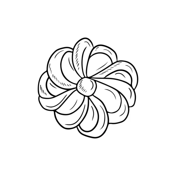 Krásná Realistická Sladká Houska Tvaru Květu Džemem Černé Izolované Bílém — Stockový vektor