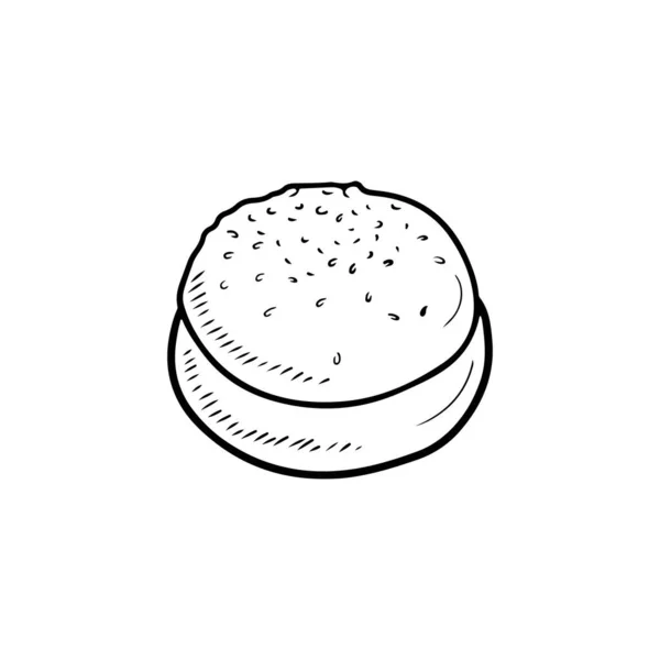 Chutná Chutné Čerstvé Burger Houska Sezamem Černé Izolované Bílém Pozadí — Stockový vektor
