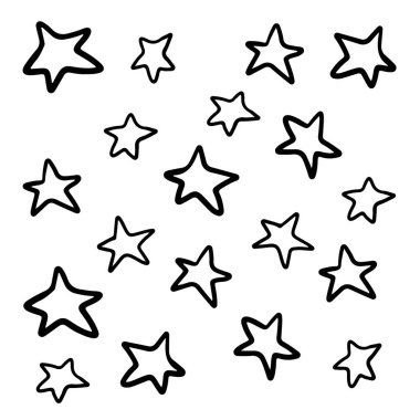 Beyaz arka planda izole edilmiş farklı karalama kalplerinin koleksiyonu. Dekorasyon, tasarım, kusursuz desen ve baskı için el çizimi vektör çizimi çizimleri. Rüya kavramı, gökyüzü