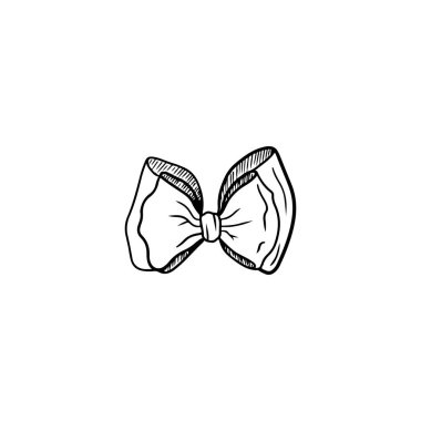 Dekorasyon için güzel kurdele, tatiller için ambalaj beyaz üzerine siyah izole edilmiş. El çizimi vektör çizimi çizimi karalama çizimi sanat tarzında. Tatil kavramı, kutlama.