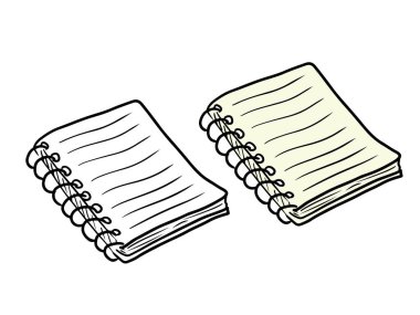 Spiral in black 'in günlük defteri açıldı. El çizimi vektör çizimi çizimi, karalama, klasik çizim tarzı. Günlük, defter, boyama kitabı. 1 Eylül, okula geri dön.