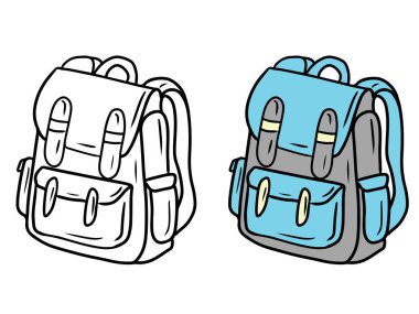 Okul için mavi ve gri kot pantolon. Siyah cepleri beyaza izole edilmiş. El çizimi vektör çizimi çizimi, karalama, klasik çizim tarzı. Çocuklar için çanta, üniversite.