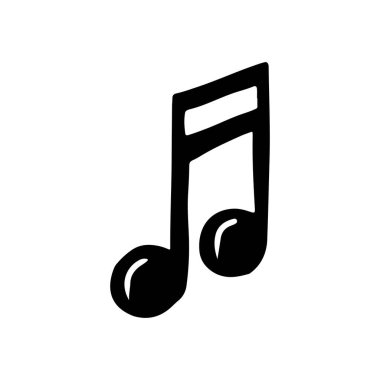 Beyaz arka planda siyah notayla izole edilmiş. El çizimi vektör çizimi çizimi karalama klasik sanat tarzı. Müzik oluşturma, soyut simge, logo tasarımı, siluet çizimi