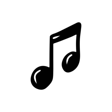 Beyaz arka planda siyah notayla izole edilmiş. El çizimi vektör çizimi çizimi karalama klasik sanat tarzı. Müzik oluşturma, soyut simge, logo tasarımı, siluet çizimi