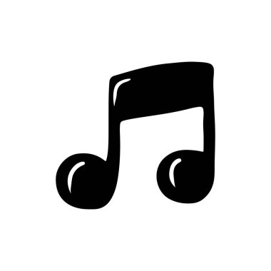 Beyaz arka planda siyah notayla izole edilmiş. El çizimi vektör çizimi çizimi karalama klasik sanat tarzı. Müzik oluşturma, soyut simge, logo tasarımı, siluet çizimi