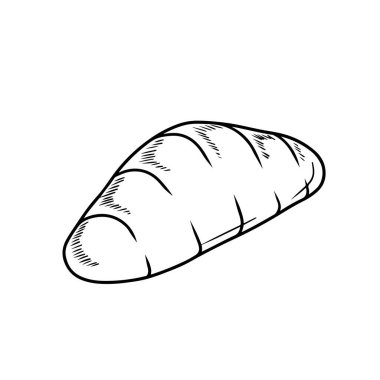 Lezzetli ekmek mürekkebi beyaz arka planda izole edilmiş. El çizimi vektör çizimi çizimi, karalama, klasik çizim tarzı. Fransız pastanesi tasarımı, paket çizimi, menü