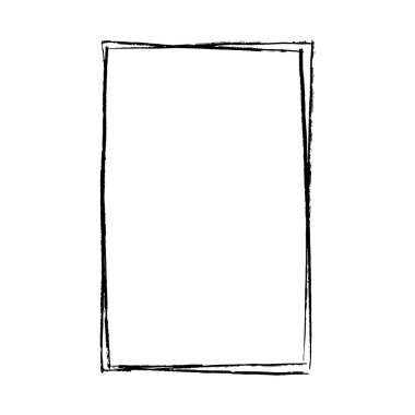 Beyaz arka planda izole edilmiş siyah fırça darbesiyle bağlı bir yay ve dikey çerçeve. Klasik kömür mürekkebiyle elle çizilmiş vektör çizimi. Tebrik kartı tasarımı, davet ögesi