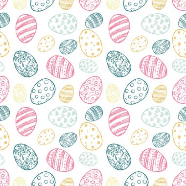 Kusursuz desenli paskalya yumurtası çerçevesi siyah fırça darbesi desenli beyaz arka planda izole edilmiş. Klasik kömür mürekkebiyle elle çizilmiş vektör çizimi. Paskalya süsü, bayram sembolü