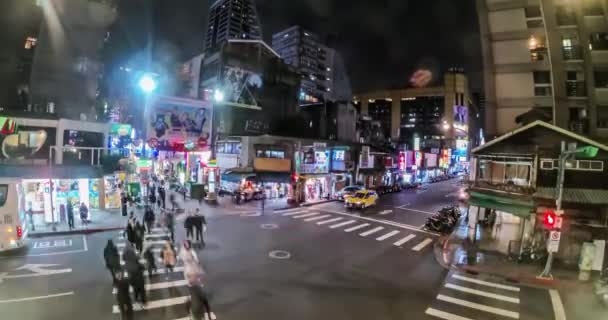 Timelapse Shot Busy Crossroad Front Entrance Mending Night Market Shot — Vídeos de Stock