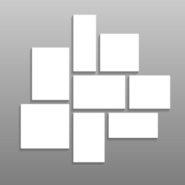 Şablonlar kolaj 8 çerçeve fotoları. Karalama tahtası şablonu. Vektör illüstrasyonu.