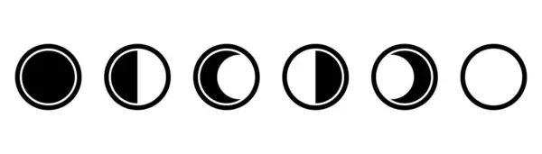 Conjunto Ícones Lunares Símbolo Fase Lunar Ícone Crescente Glifo Conjunto — Vetor de Stock