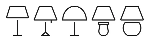 Tischlampen Symbol Schreibtischlampe Reihe Lampensymbole Umreißen Illustration Eines Aktienvektors — Stockvektor