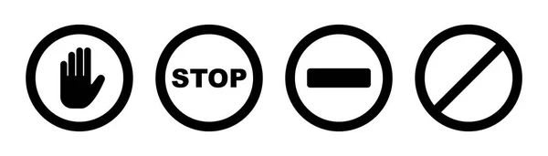 Stop Met Tekenen Zwart Verboden Symbool Stop Cirkel Het Zwart — Stockvector