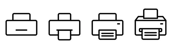 Conjunto Ícones Impressora Símbolo Impressão Contorno Conjunto Ícones Impressora Linear — Vetor de Stock