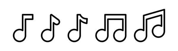 Conjunto Iconos Musicales Esquema Del Símbolo Nota Musical Signo Notación — Vector de stock