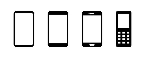 Cep telefonu simgesi. Akıllı telefon simgesi seti. Şeffaf ekranlı cep telefonu. İzole akıllı telefon işareti. Stok vektör illüstrasyonu