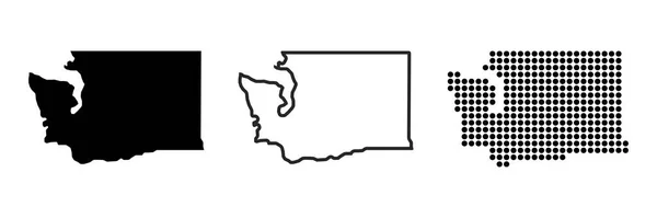 Washington State Map Contour Mapa Del Estado Washington Glifo Contorno — Vector de stock