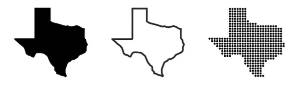 Teksański Kontur Mapy Mapa Stanu Teksas Glif Zarys Mapy Teksasu — Wektor stockowy