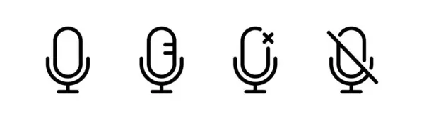 Ícone Microfone Linha Conjunto Ícones Microfone Símbolo Áudio Ícones Sinal — Vetor de Stock