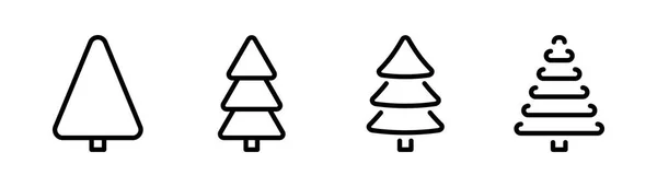 Kerstboom Icoon Rij Kerstboom Pictogrammen Ingesteld Nieuwjaarssymbool Kerstboom Icoon Rij — Stockvector