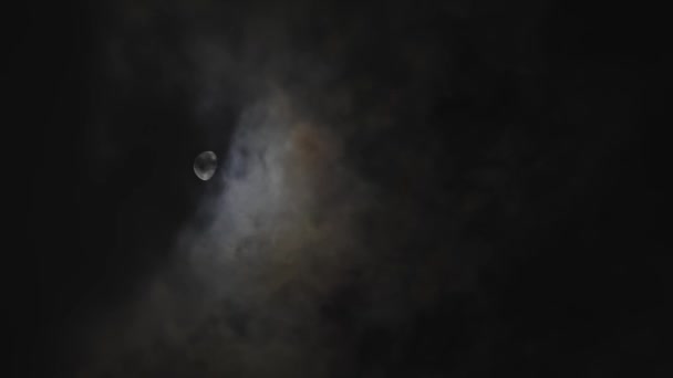 Nubes Pasando Por Luna Por Noche Luna Llena Noche Con — Vídeo de stock