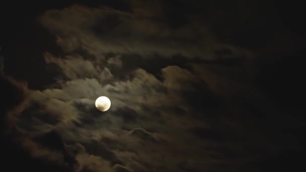 Chmury Przechodzące Nocą Przez Księżyc Pełnia Księżyca Nocy Chmurą Czasie — Wideo stockowe