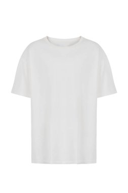 Gerçekçi hayalet manken mankeni unisex tişört önü ve arkası beyaz arka planda izole edilmiş.