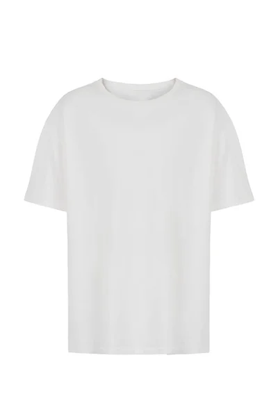 Gerçekçi hayalet manken mankeni unisex tişört önü ve arkası beyaz arka planda izole edilmiş.