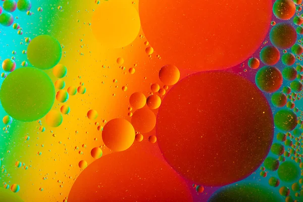Macro Photography Oil Drops Water Surface Cosmic Circles Looks Molecule — стоковое фото