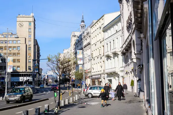 Bukarest Rumänien Januar 2022 Ikonische Gebäude Mit Strahlend Blauem Himmel — Stockfoto
