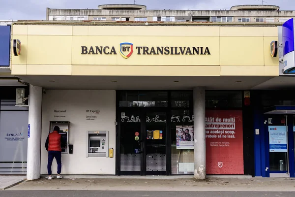 Bukarest Rumänien November 2021 Eintritt Eine Filiale Der Banca Transilvania Stockfoto